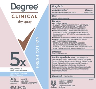 Label (Degree Clinical Dry Spray Fresh Cotton 96h Antiperspirant Deodorant   Label)